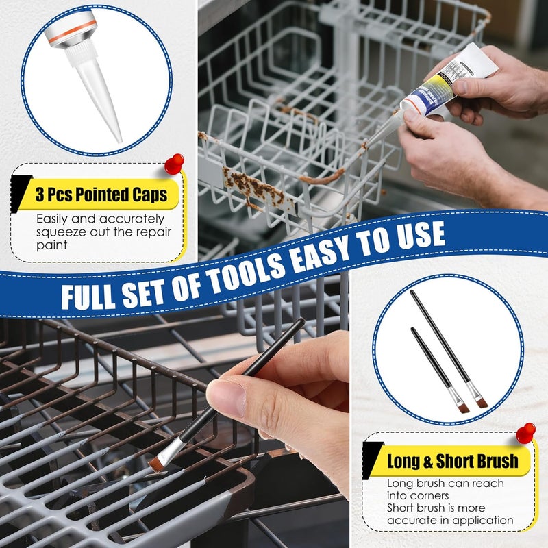 Avenuebool 1.7oz Dishwasher Rack Repair Coating, Grey Dishwasher Vinyl Rack Rust Touch Up Paint Kit, Insulation and Waterproof, High and Low Temperature Resistant - Image 4